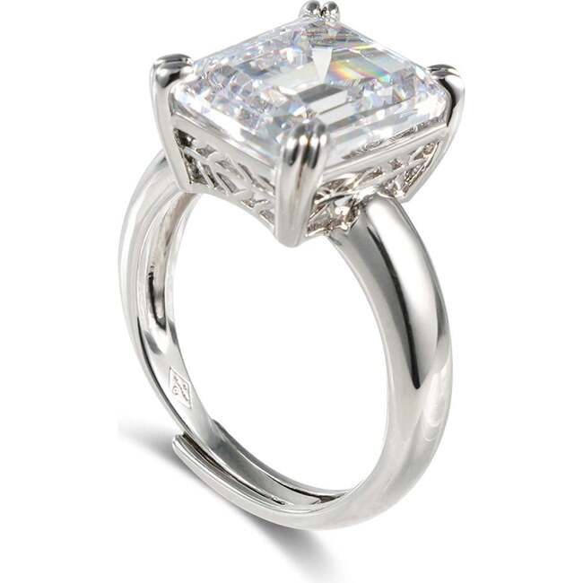 Coconut Glow Ring, Silver & Crystal Clear