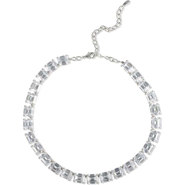 Coconut Glow Necklace, Silver & Crystal Clear