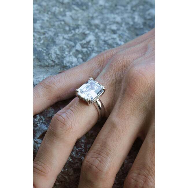 Coconut Glow Ring, Silver & Crystal Clear