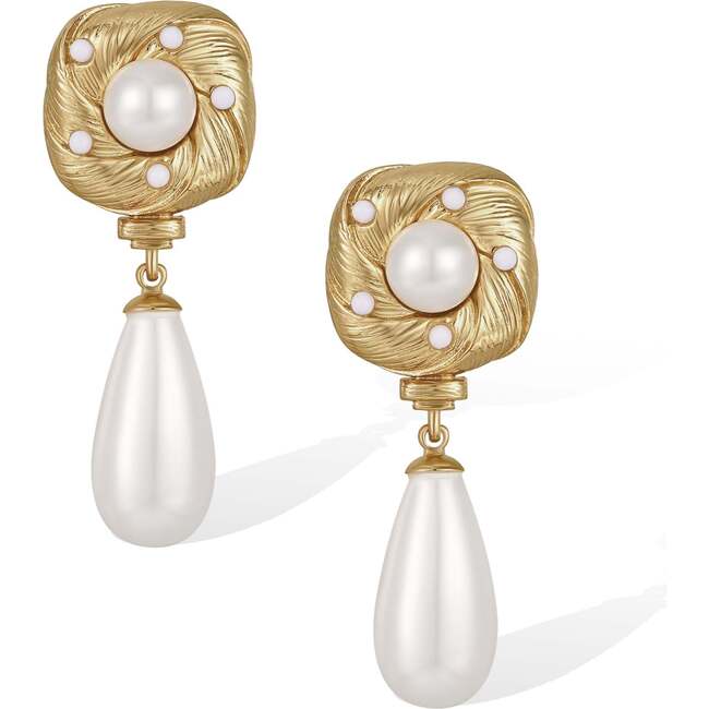 Canary Earrings, Gold & White