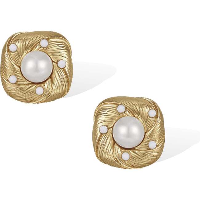 Canary Ear Stud, Gold & White