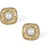 Canary Ear Stud, Gold & White - Earrings - 1 - thumbnail