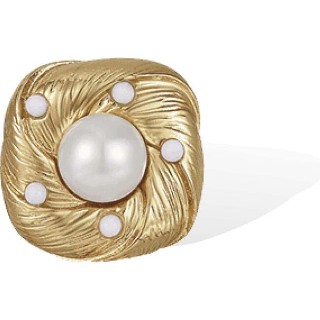 Canary Ear Stud, Gold & White