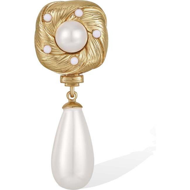 Canary Earrings, Gold & White