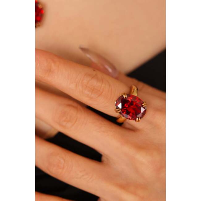 Cherry Glow Ring, Red & Gold - Rings - 3