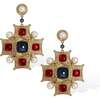 Byzantine King Earrings, Gold & Red & Blue & White - Earrings - 1 - thumbnail