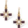 Byzantine Cross Earrings, Purple & Gold & White - Earrings - 1 - thumbnail