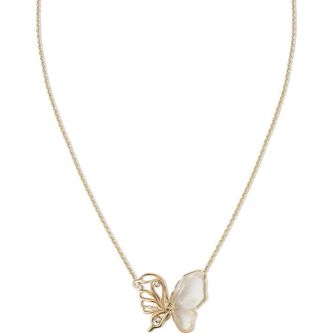 Butterfly Serenade Necklace, Gold & White