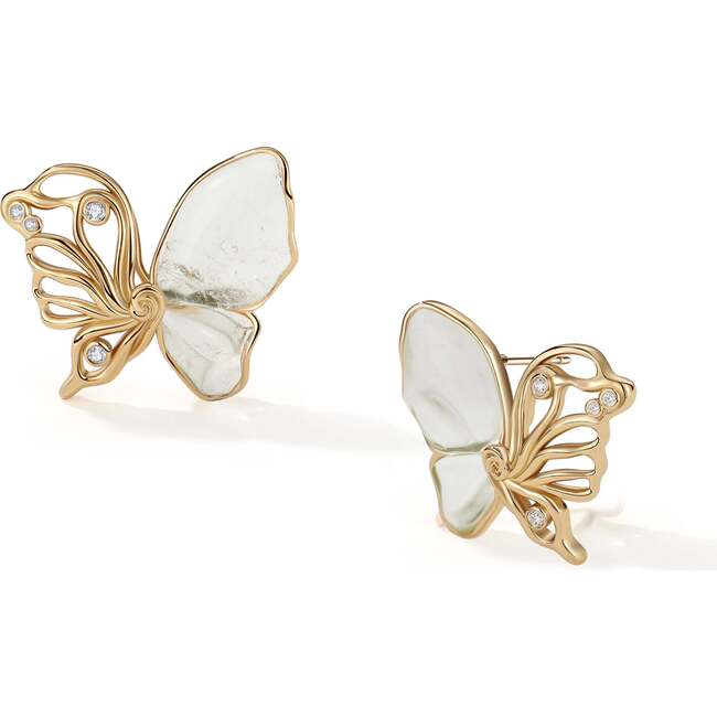 Butterfly Serenade Earrings, Gold & White