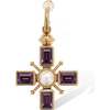 Byzantine Cross Earrings, Purple & Gold & White - Earrings - 2 - thumbnail
