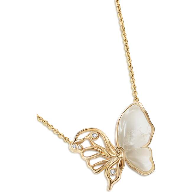 Butterfly Serenade Necklace, Gold & White