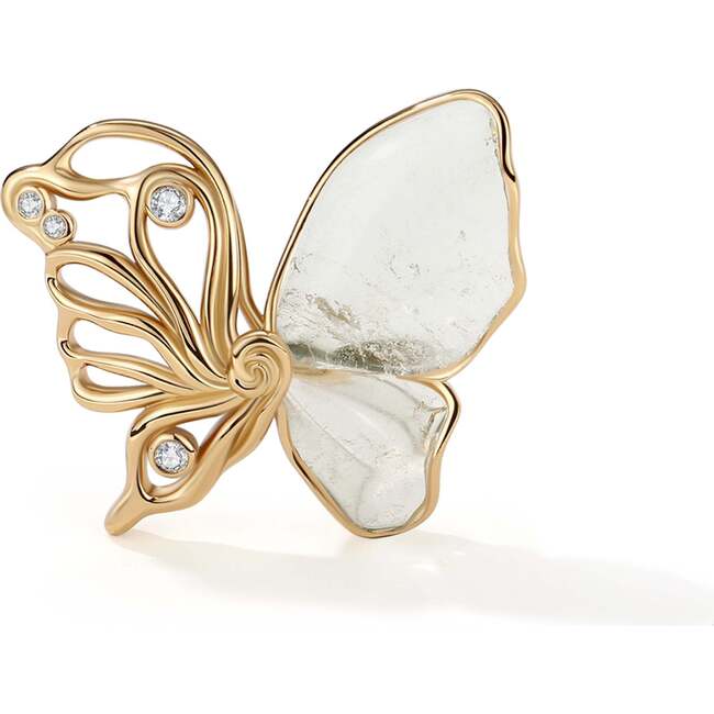 Butterfly Serenade Earrings, Gold & White