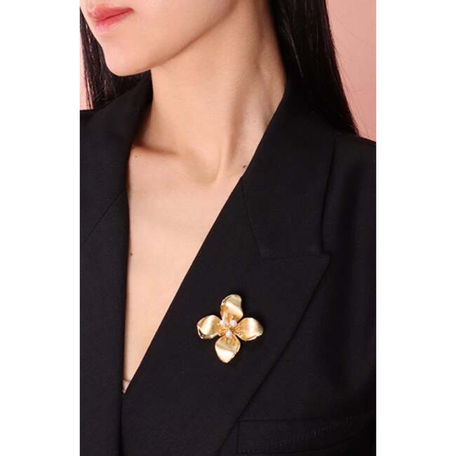 Blossom Brooch, Gold & White - Pins - 3