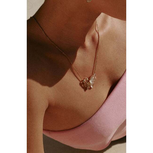 Butterfly Serenade Necklace, Gold & White - Necklaces - 3