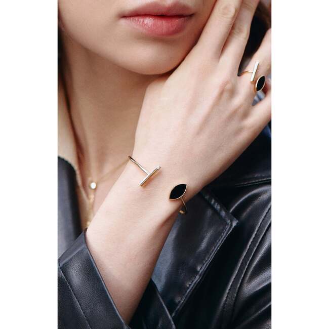 Black Eyes Bangle, Black & Gold - Bracelets - 3
