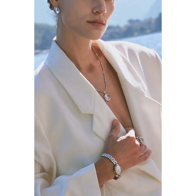 Aeolian Whispers Pendant Necklace, Silver & Crystal Clear - Necklaces - 3