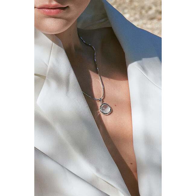 Aeolian Whispers Pendant Necklace, Silver & Crystal Clear - Necklaces - 4