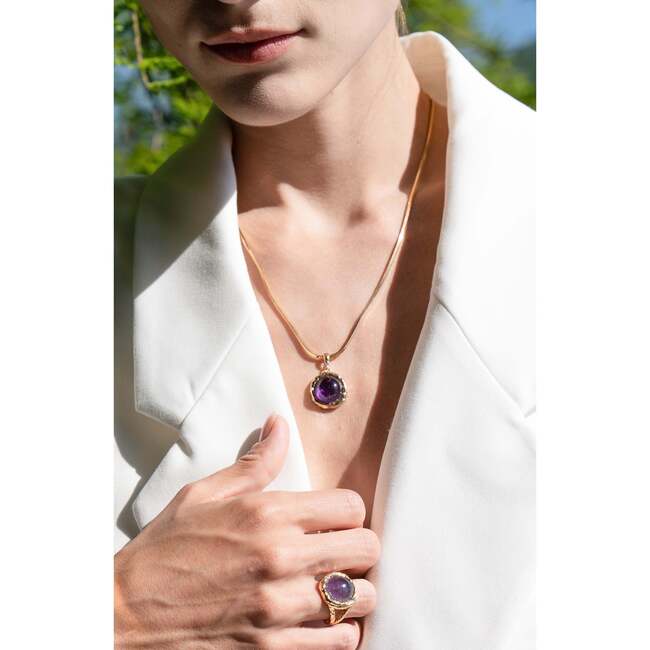 Aeolian Whispers Pendant Necklace, Gold & Purple - Necklaces - 3