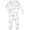 Groovy Ski Pajamas Set, Blue - Pajamas - 1 - thumbnail