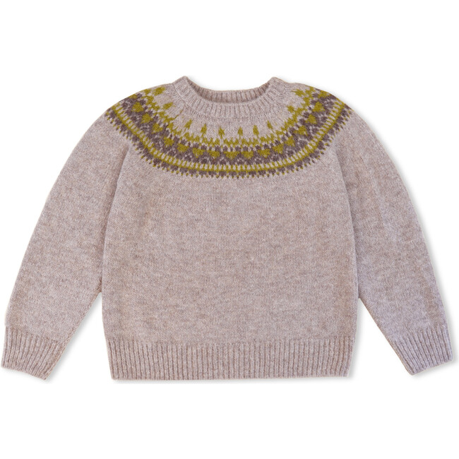 Alpaca Fair Isle Raglan Sleeve Sweater, Beige