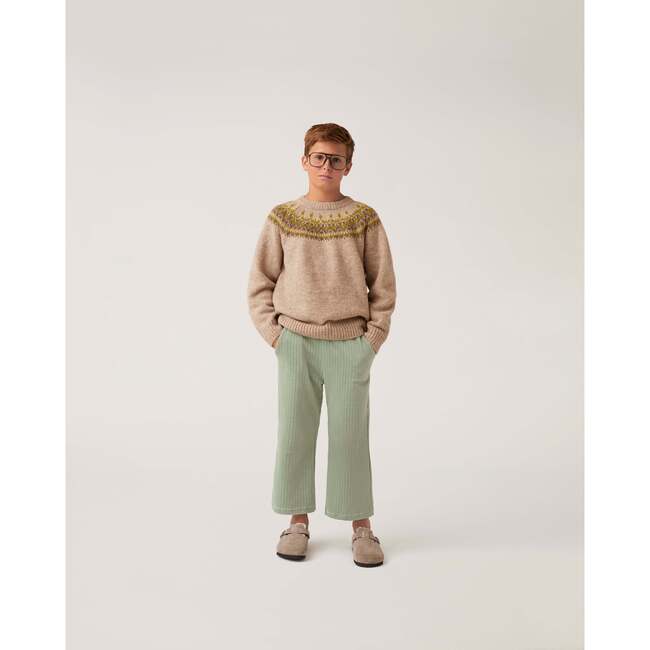 Alpaca Fair Isle Raglan Sleeve Sweater, Beige