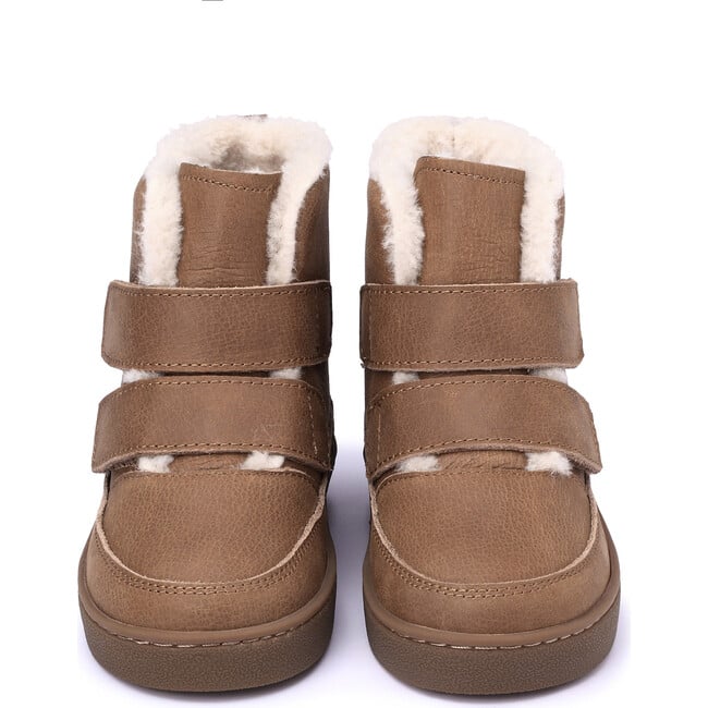 Clenn Leather Double Velcro Straps Lining Boots, Chestnut