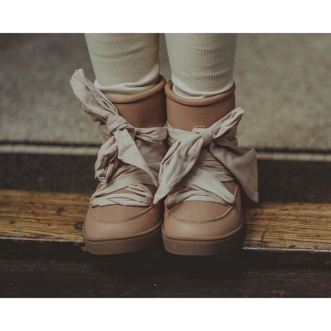 Ganza Leather Organza Lace Lining Boots, Hazelnut