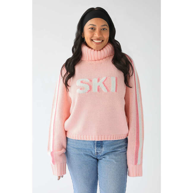 Womens Retro Ski Cropped Turtleneck, Pink