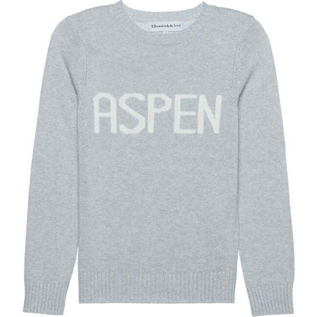 Women's Aspen Crew Neck Sweater, Grey & White