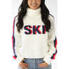 Women's Retro Ski Knit Cropped Turtleneck Sweater, Ivory - Sweaters - 3 - thumbnail