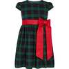 Joy Plaid Satin Bows Occasion Party Dress, Green - Dresses - 1 - thumbnail