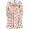 Flora Hand Smocked Floral Dress, Red - Dresses - 1 - thumbnail