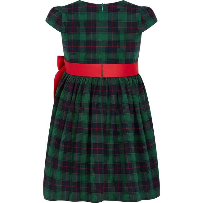 Joy Plaid Satin Bows Occasion Party Dress, Green