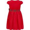 Ailsa Velvet Plaid Bow Occasion Party Dress, Red - Dresses - 2