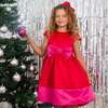 Paris Bow Satin Girls Party Dress, Red & Pink - Dresses - 2