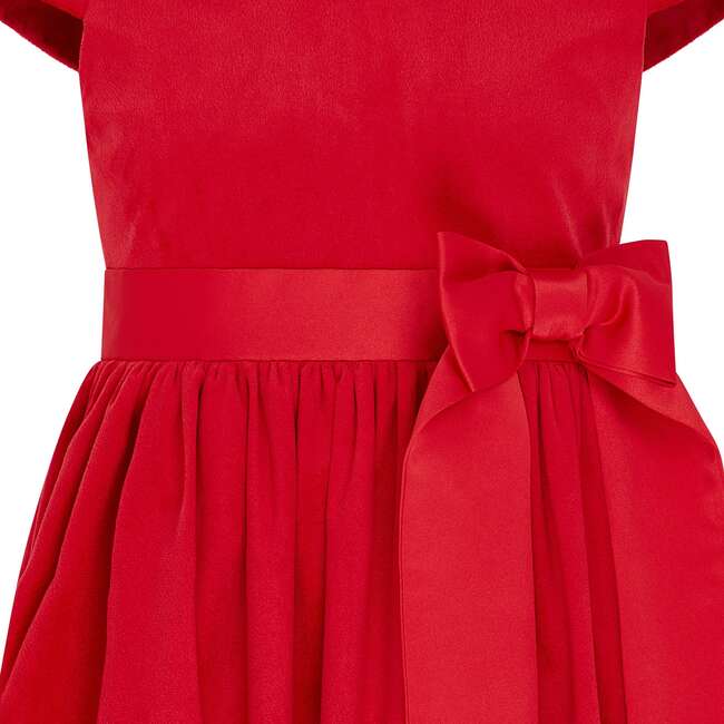 Billy Velvet & Satin Bow Occasion Party Dress, Red - Dresses - 3