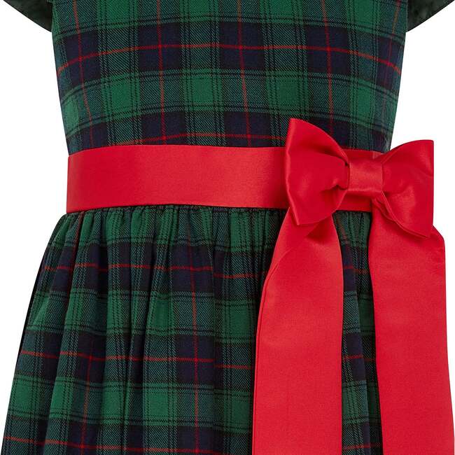 Joy Plaid Satin Bows Occasion Party Dress, Green - Dresses - 3