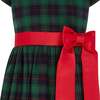 Joy Plaid Satin Bows Occasion Party Dress, Green - Dresses - 3