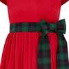 Jane Velvet & Plaid Bow Occasion Party Dress, Red & Green - Dresses - 3