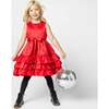 Bella Frill Satin Girls Party Dress, Red - Dresses - 3