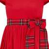 Ailsa Velvet Plaid Bow Occasion Party Dress, Red - Dresses - 3