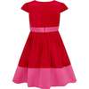 Paris Bow Satin Girls Party Dress, Red & Pink - Dresses - 4