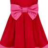 Paris Bow Satin Girls Party Dress, Red & Pink - Dresses - 5