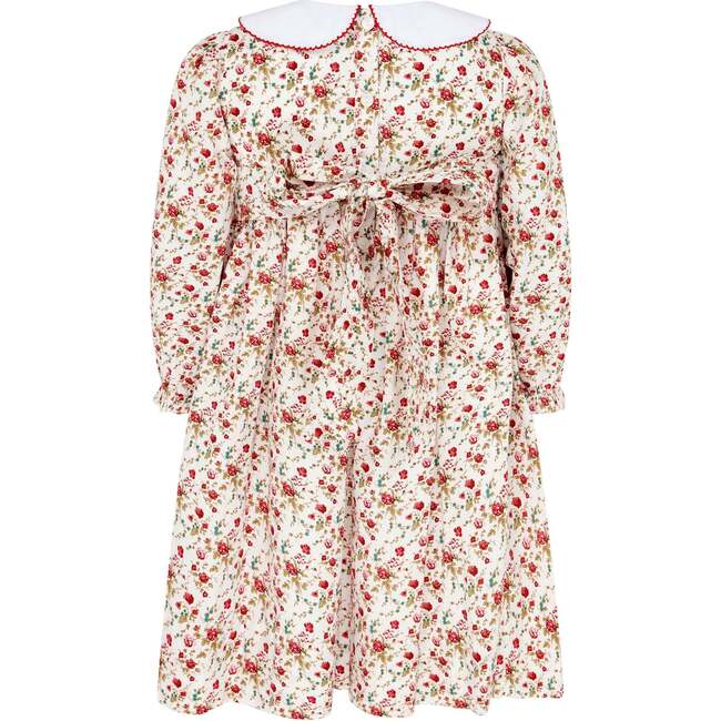 Flora Hand Smocked Floral Dress, Red - Dresses - 4