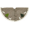 Handmade Felted Grey Christmas Tree Skirt - 36", Cream Cats & Green Trees - Tree Skirts - 1 - thumbnail