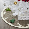 Handmade Felted Grey Christmas Tree Skirt - 36", Cream Cats & Green Trees - Tree Skirts - 2 - thumbnail