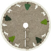Handmade Felted Grey Christmas Tree Skirt - 36", Cream Cats & Green Trees - Tree Skirts - 6 - thumbnail