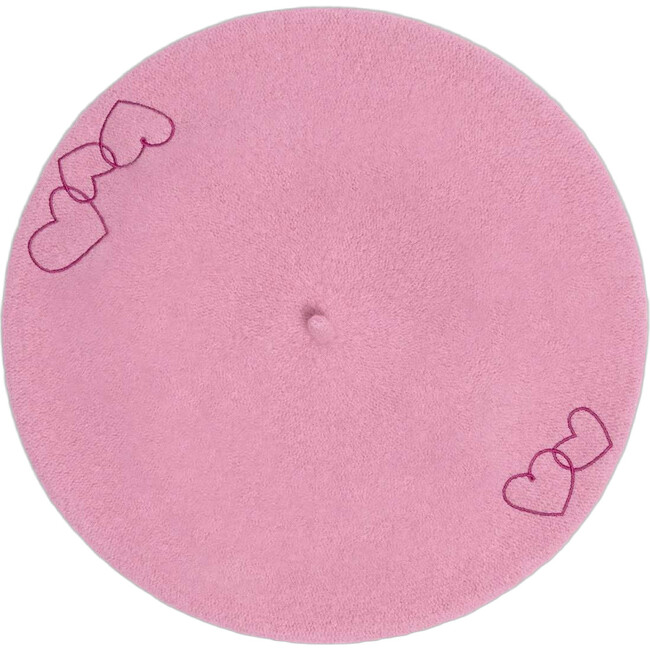 Adult Woolen Beret, Pink Hearts