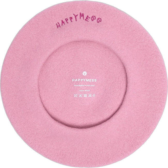 Children's Woolen Beret, Pink Hearts
