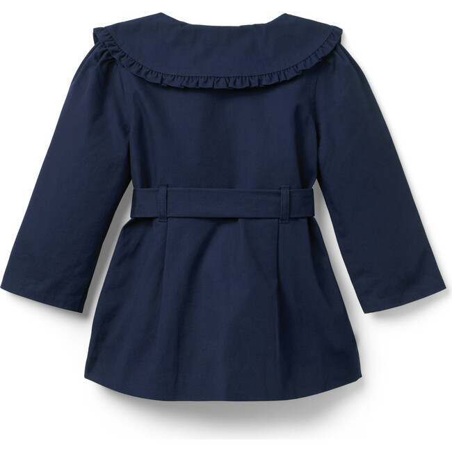 The Ruffle Collar Trench Coat, Navy Blue
